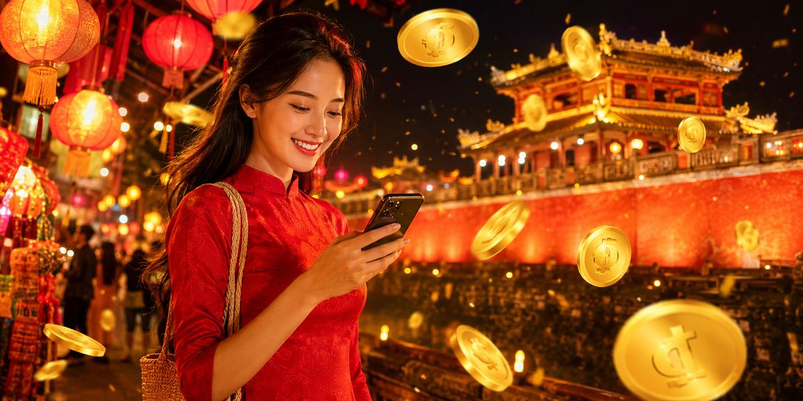 Chợ đêm Huế nhộn nhịp với ánh đèn lung linh, người dân tham gia các trò chơi may mắn truyền thống